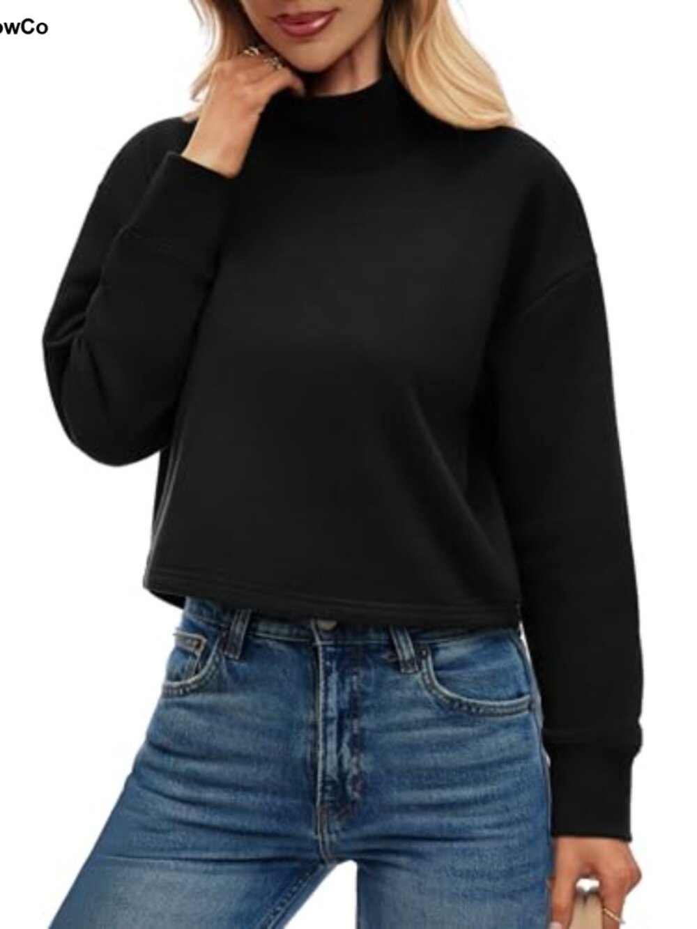 Women's Mock Neck Oversized Fleece Sweatshirt Pullover